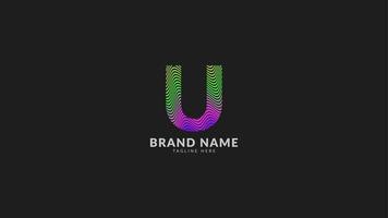 letter U wavy rainbow abstract colorful logo for creative and innovative company brand. print or web vector design element