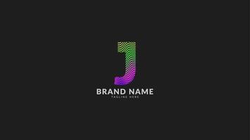 letter J wavy rainbow abstract colorful logo for creative and innovative company brand. print or web vector design element