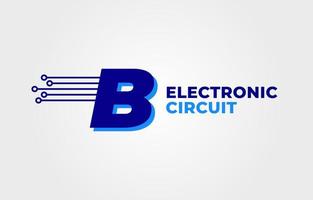 letter B with electronic circuit decoration initial vector logo design element