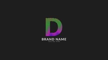 letter D wavy rainbow abstract colorful logo for creative and innovative company brand. print or web vector design element