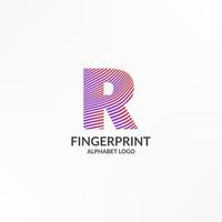 letter R abstract gradient stripes fingerprint vector logo design