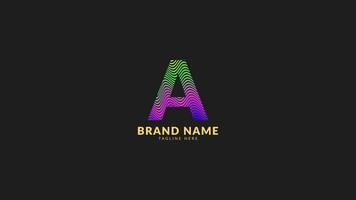 letter A wavy rainbow abstract colorful logo for creative and innovative company brand. print or web vector design element