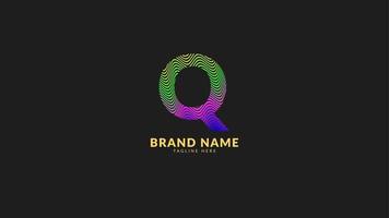 letter Q wavy rainbow abstract colorful logo for creative and innovative company brand. print or web vector design element