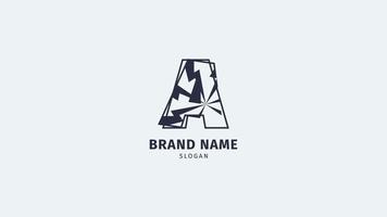 letter A monogram abstract logo outline with circular lightning describe youth power initial brand