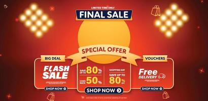 Flash sale banner template design for web or social media. vector