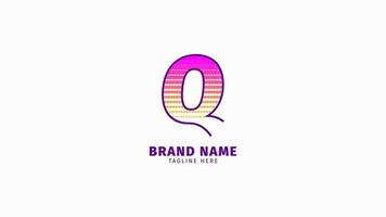 letter Q halftone trendy bright color logo vector design element