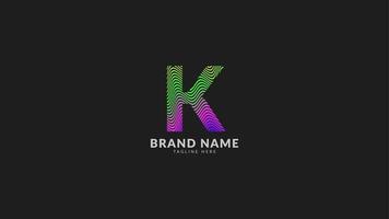 letter K wavy rainbow abstract colorful logo for creative and innovative company brand. print or web vector design element