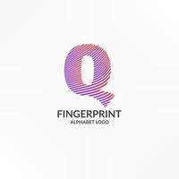 letter Q abstract gradient stripes fingerprint vector logo design