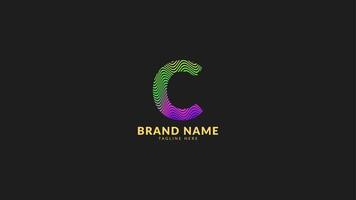 letter C wavy rainbow abstract colorful logo for creative and innovative company brand. print or web vector design element