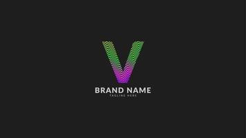 letter V wavy rainbow abstract colorful logo for creative and innovative company brand. print or web vector design element