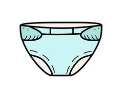 Baby diaper velcro cartoon doodle style. Vector illustration of a diaper.