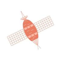 Satellite orbit cartoon, vector illustration of a spacecraft in outer space.