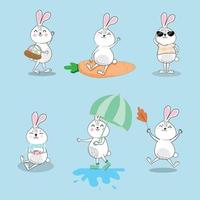 white bunny set. vector