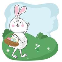 cute bunny with egg. vector