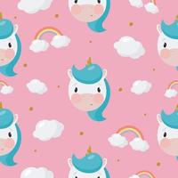 Seamless Pattern with Magic Unicorn . Vector illustration. For greeting card, posters, banners, the card, printing on the pack, printing on clothes, fabric, wallpaper.