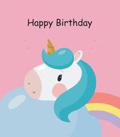 Magic Unicorn and rainbow. Cartoon style. Vector illustration. For kids stuff, card, posters, banners, children books, printing on the pack, printing on clothes, fabric, wallpaper, textile or dishes.