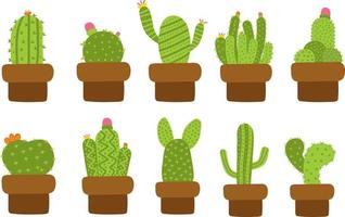 Collection of cactus plant cartoon Premium Vector
