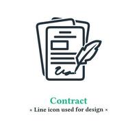 icono de contrato aislado en un fondo blanco, símbolo de firmar un contrato. concepto de trato para aplicaciones web y móviles. vector