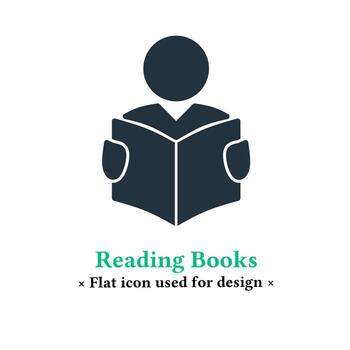 icono de lectura en estilo moderno y plano aislado en fondo blanco. signo de símbolo leyendo un libro, estudiando para aplicaciones web y móviles. vector