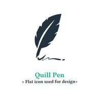 Vector quill pen in trendy flat style isolated on white background. Feather pen symbol sign for web and mobile applications.