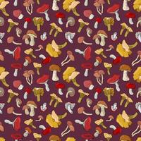 Autumn seamless pattern with mushrooms. vector