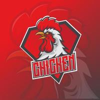 Rooster Chicken Mascot Esport Logo Design. Badge Emblem and Twitch Logo