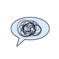 Speech bubble. Expression of emotion and dialogue. Cartoon illustration. Confused thoughts. Tangled line. Comic book element vector