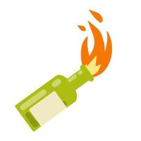 Molotov cocktail. Fire and bottle. Propellant Bomb and Napalm. Weapons of rebellion and protest. The rebel symbol and the riot. Cartoon flat illustration isolated on white vector