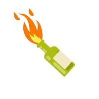 Molotov cocktail. Fire and bottle. Propellant Bomb and Napalm. Weapons of rebellion and protest. The rebel symbol and the riot. Cartoon flat illustration isolated on white vector