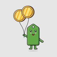 cartoon price tag floating with gold coin balloon vector