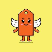 Cute cartoon price tag character wearing wings vector