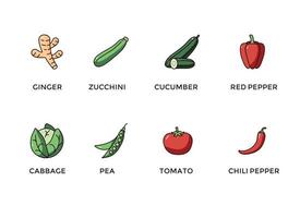 vegetable icon set collection