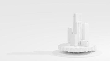 Minimal concept. Building on white cog gear on white background. community drive concept. photo