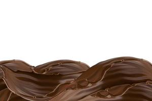 goteo de chocolate marrón derretido sobre fondo blanco, con ilustración 3d de trazado de recorte. foto