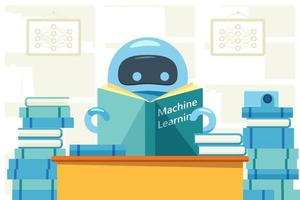 robot leyendo el libro vector