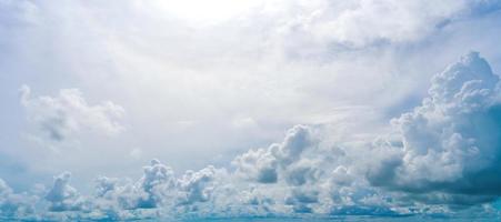 Beautiful view of blue sky with clouds at sunrise. Partly cloudy.Background cloud summer. Cloud summer. Sky cloud clear with sunset. Natural sky cinematic beautiful yellow and white texture background photo