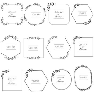 Hand drawn floral frames. Vintage floral grames, Vector wedding design. Ornate wreaths with leaves and flowers.