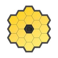 espejo hexagonal de oro del telescopio espacial aislado sobre fondo blanco, ilustración vectorial vector