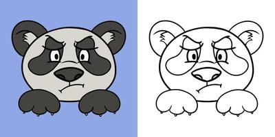 pequeños pandas ofendidos, estilo de dibujos animados, conjunto horizontal de ilustraciones para libros de colorear, ilustración vectorial vector