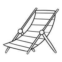 imagen monocromática, silla de playa a rayas, cómoda chaise longue ilustración vectorial en estilo de dibujos animados sobre un fondo blanco, libro de colorear vector