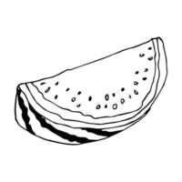 Cute vector watermelon clipart. Hand drawn watermelon slice icon. Fruit illustration.