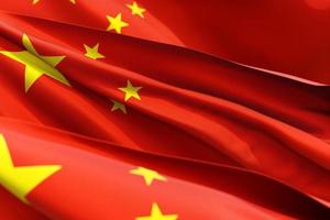 The national flag of China from textiles close-up in three versions, soft focus. 3D illustration photo