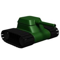 3D illustration of an  green  tank with black caterpillars in cartoon style on a white isolated background. Tank game photo