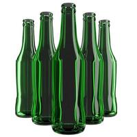 3d illustration of a green glass beer bottle on white isolated background photo