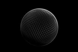 3d illustration close up of a metal microphone on a black background photo