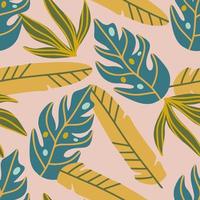 Hand Drawn Abstract Topical Leaves Seamless Pattern Background vector