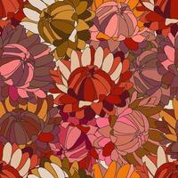 Retro Boho Helichrysum Flowers, Floral Seamless Pattern Background