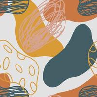 Hand drawn various doodle abstract boho shapes seamless pattern vector