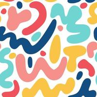 Hand drawn various doodle abstract colorful shapes seamless pattern vector