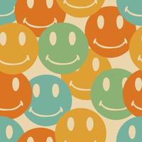 Retro smile 70s seamless pattern vector